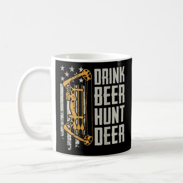 Drink Beer Hunt Deer Bow Hunting Drinking Archery Coffee Mug (Left)