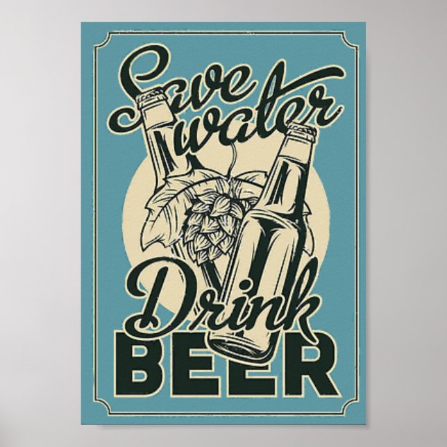 Drink beer vintage poster (Front)