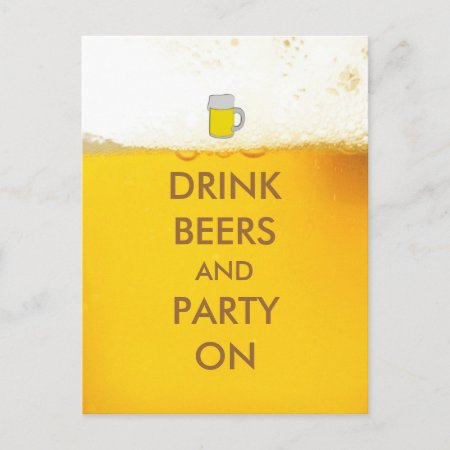 Drink Beers And Party On Postcard