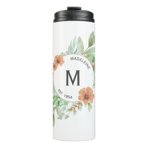 Drink bottle Floral peach Personalised gift