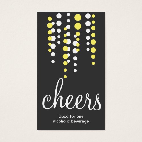 Drink bubbles cheers cocktail beverage ticket gray business card template