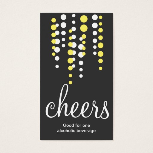 Customizable Drink bubbles cheers cocktail beverage ticket gray business card template