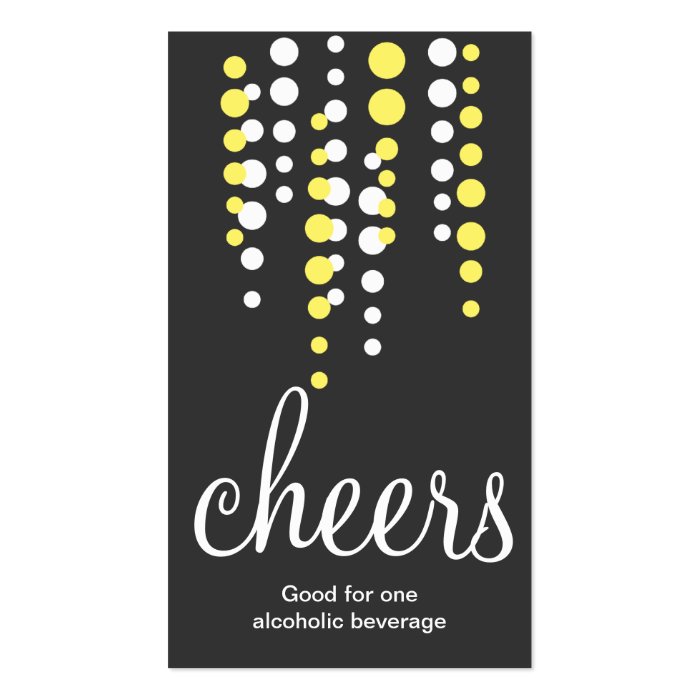 Drink bubbles cheers cocktail beverage ticket gray business card template