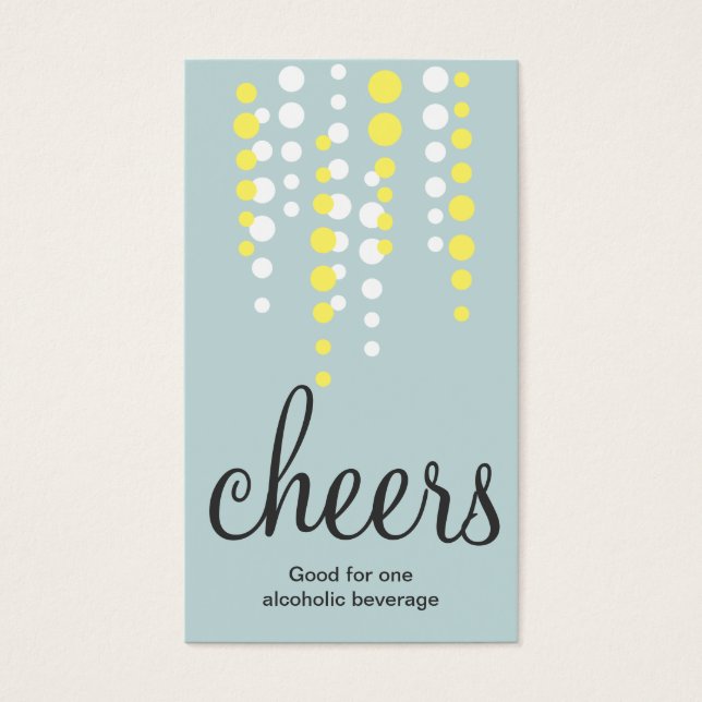Drink bubbles cheers cocktail beverage ticket teal (Front)