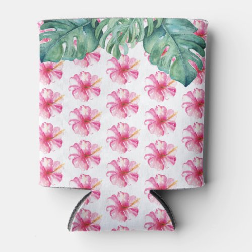 Drink Can Coolers Tropical Pink Flowers