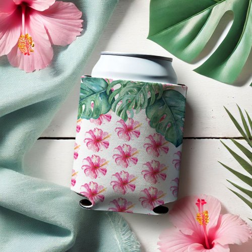 Drink Can Coolers Tropical Pink Flowers