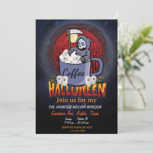 Drink Coffee And Be Scary Halloween Party Invitation