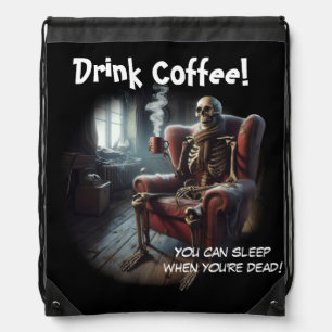 Drink Coffee Drawstring Bag