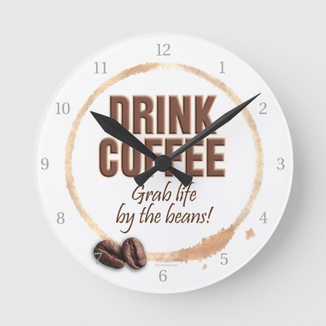 Drink Coffee Round Clock (Front)
