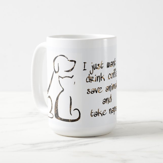 Drink coffee - Save animals - Dog and Cat Mug (Front Left)