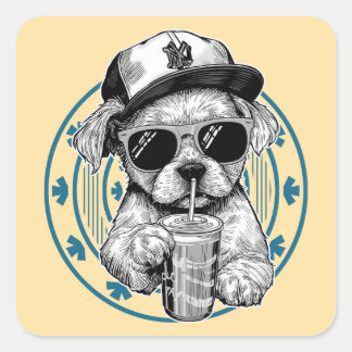 drink coffee square sticker