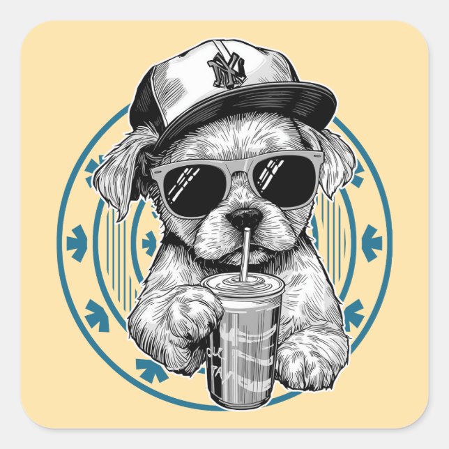 drink coffee square sticker (Front)