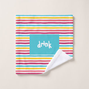 "drink" Colorful Striped Candy Funny Wash Cloth