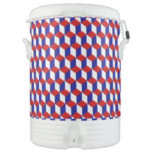 Drink Cooler - Block Illusion in Red, White, Blue