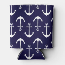 Drink Cozy | White Anchors Pattern