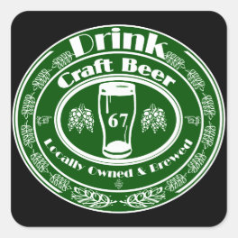 Drink Craft Beer Locally Owned -Green Square Sticker