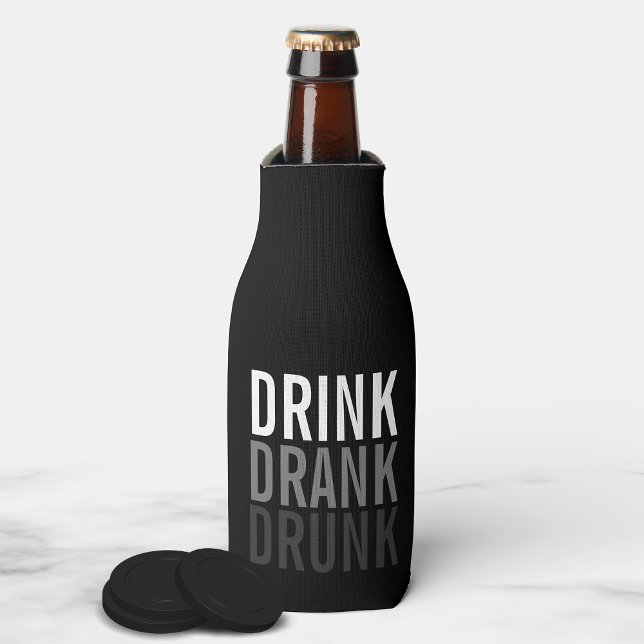 Drink Drank drunk | Black and White Bottle Cooler (Creator Uploaded)