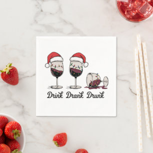 Drink Drank Drunk Christmas Wine Napkins