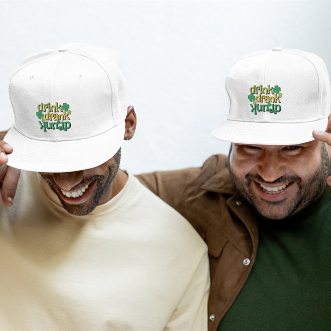 Drink Drank Drunk Funny St. Patric Text Design Trucker Hat (Creator Uploaded)