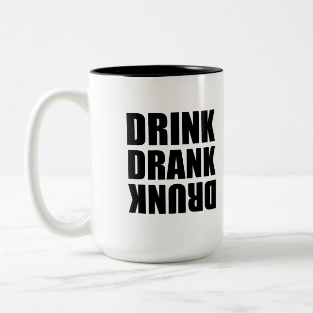 Drink Drank Drunk Two-Tone Coffee Mug (Left)