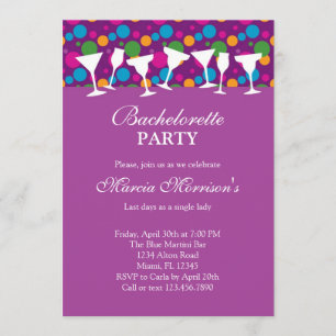 Drink Glasses Modern Bachelorette Invitation