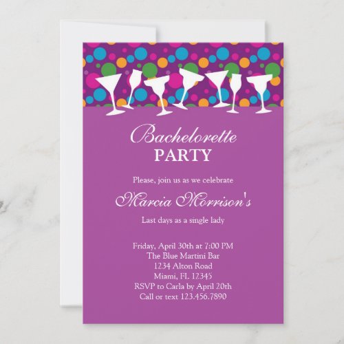 Drink Glasses Modern Bachelorette Invitation