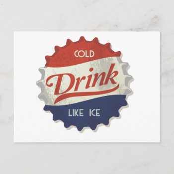 Drink Ice Cold Cola Bottle Cap Postcard by iroccamaro9 at Zazzle