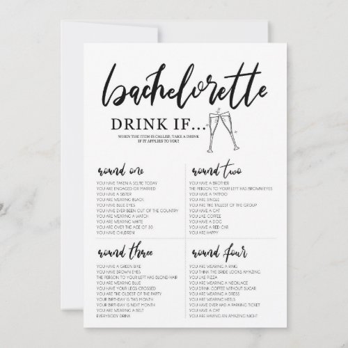 Drink if Bachelorette Game card