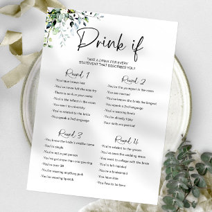 Drink If Bachelorette Game Minimalist Invitation