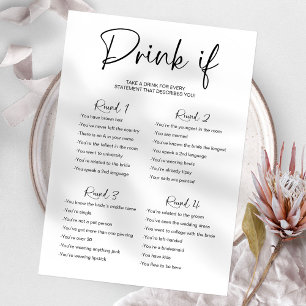 Drink If Bachelorette Game Minimalist Invitation
