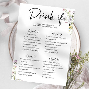 Drink If Bachelorette Game Wildflower Invitation