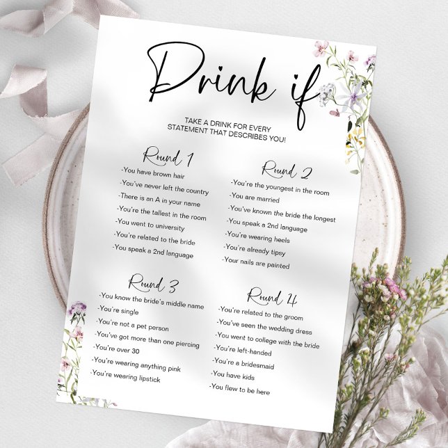 Drink If Bachelorette Game Wildflower Invitation (Creator Uploaded)