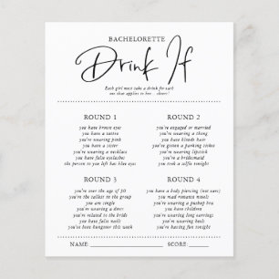 Drink If   Bachelorette Party Game Card
