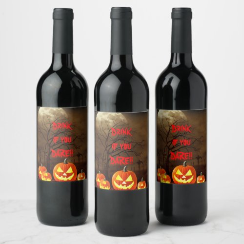 Drink if you Dare Halloween Creepy Graveyard  Wine Label