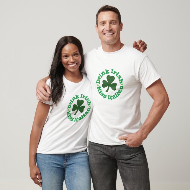 Drink Irish Kiss Italian Round with Shamrock T-Shirt (Unisex)