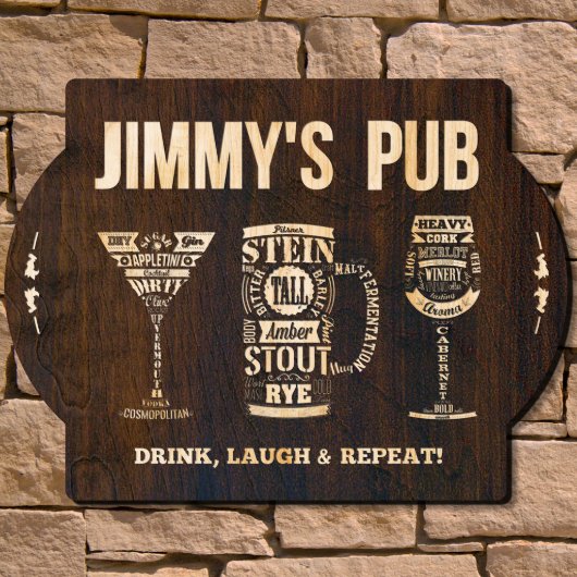 Drink Laugh & Repeat Modern Spirits Bar Sign (Front)