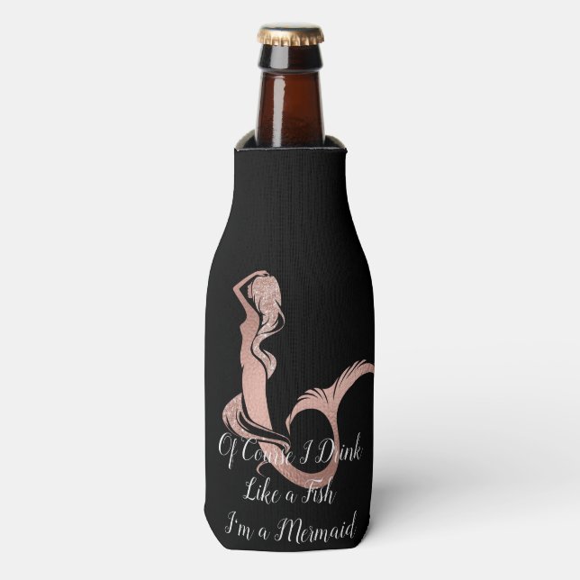 Drink Like A Fish Mermaid Rose Gold Bottle Cooler (Bottle Front)