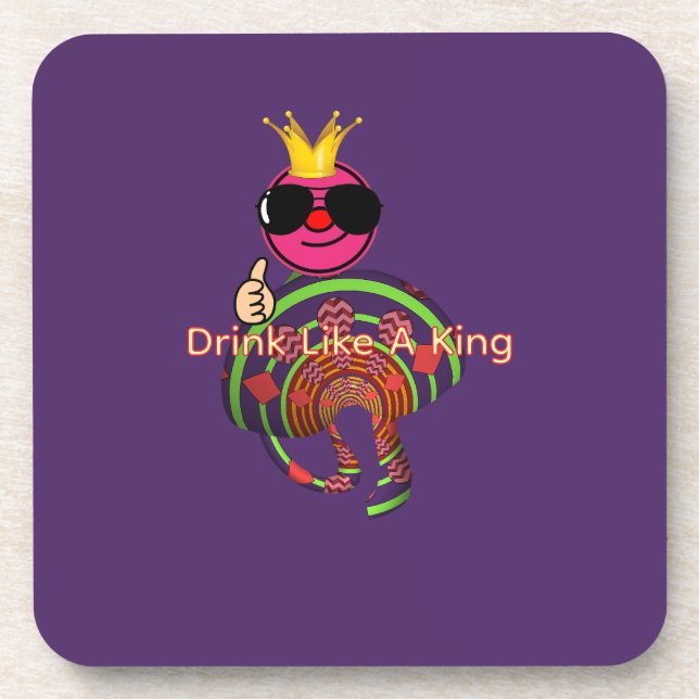 Drink Like a King Purple  Beverage Coaster (Front)