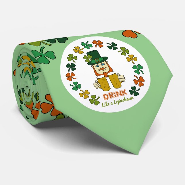Drink Like a Leprechaun Neck Tie (Rolled)