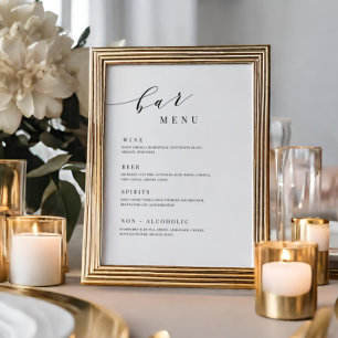 Drink List Bar Menu Reception Event Table Sign
