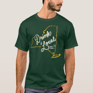Drink Local New York State Outline Craft Beer T-Shirt