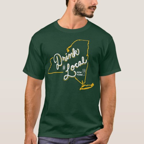 Drink Local New York State Outline Craft Beer T_Shirt