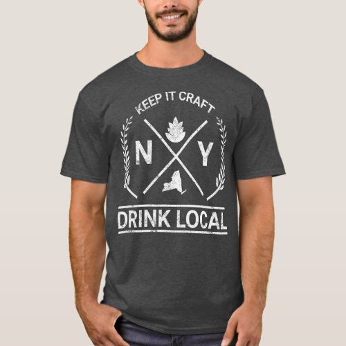 Drink Local New York Vintage Craft Beer Brewing T_Shirt