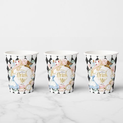 Drink Me Alice in Wonderland themed girl birthday Paper Cups