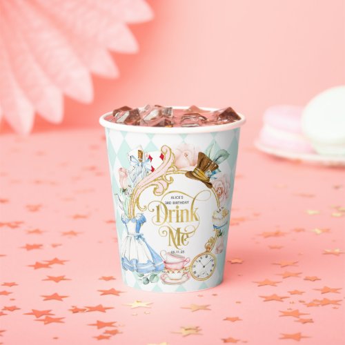 Drink Me Alice in Wonderland themed girl birthday Paper Cups
