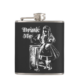 Drink Me Alice in Wonderland Vintage Illustration Flask