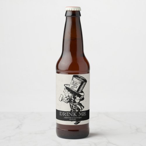 Drink Me Alice In Wonderland Wedding Beer Bottle Label