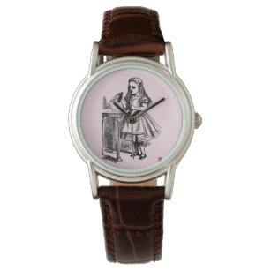 Alice in Wonderland Brown Leather Wrist Watch