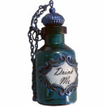 Drink Me Bottle 1 Sculpture<br><div class="desc">Acrylic photo sculpture of the famous "Drink Me" bottle from Alice in Wonderland in teal blue. This is a great decor piece for your Wonderland theme party that can be used anywhere, even in a centerpiece! See matching acrylic photo sculpture pin, keychain, magnet and ornament. See the entire Wonderland Photo...</div>