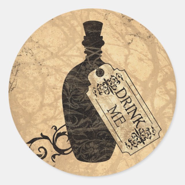 Drink Me Bottle Classic Round Sticker (Front)